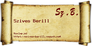 Szives Berill névjegykártya